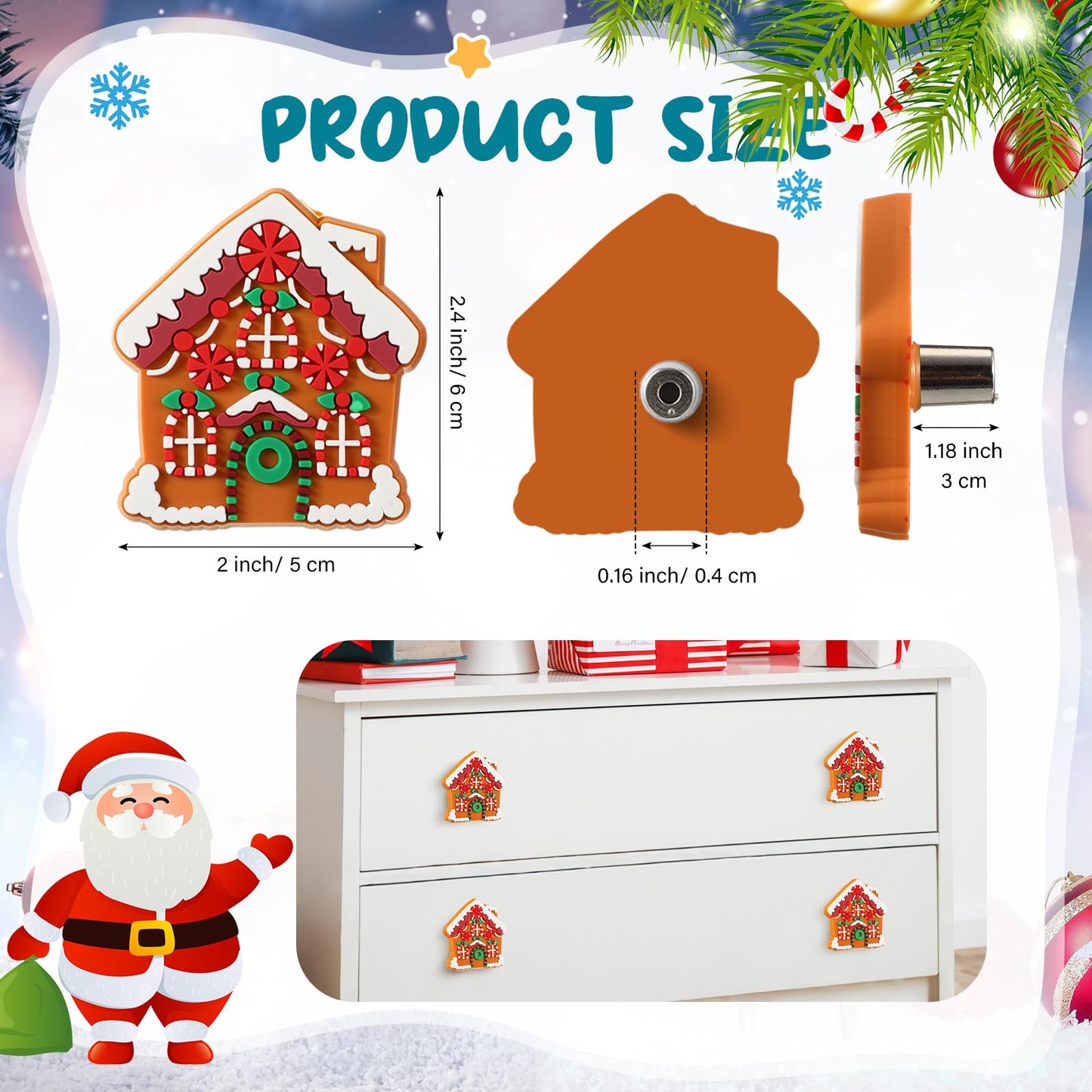 Moxweyeni 12 Pieces Christmas Cabinet Knobs for Kitchen Gingerbread Knobs Silicone Hand Cabinet Knob Cover Christmas Decorative Drawer Pulls for Xmas Winter Kitchen Home Party Decorations