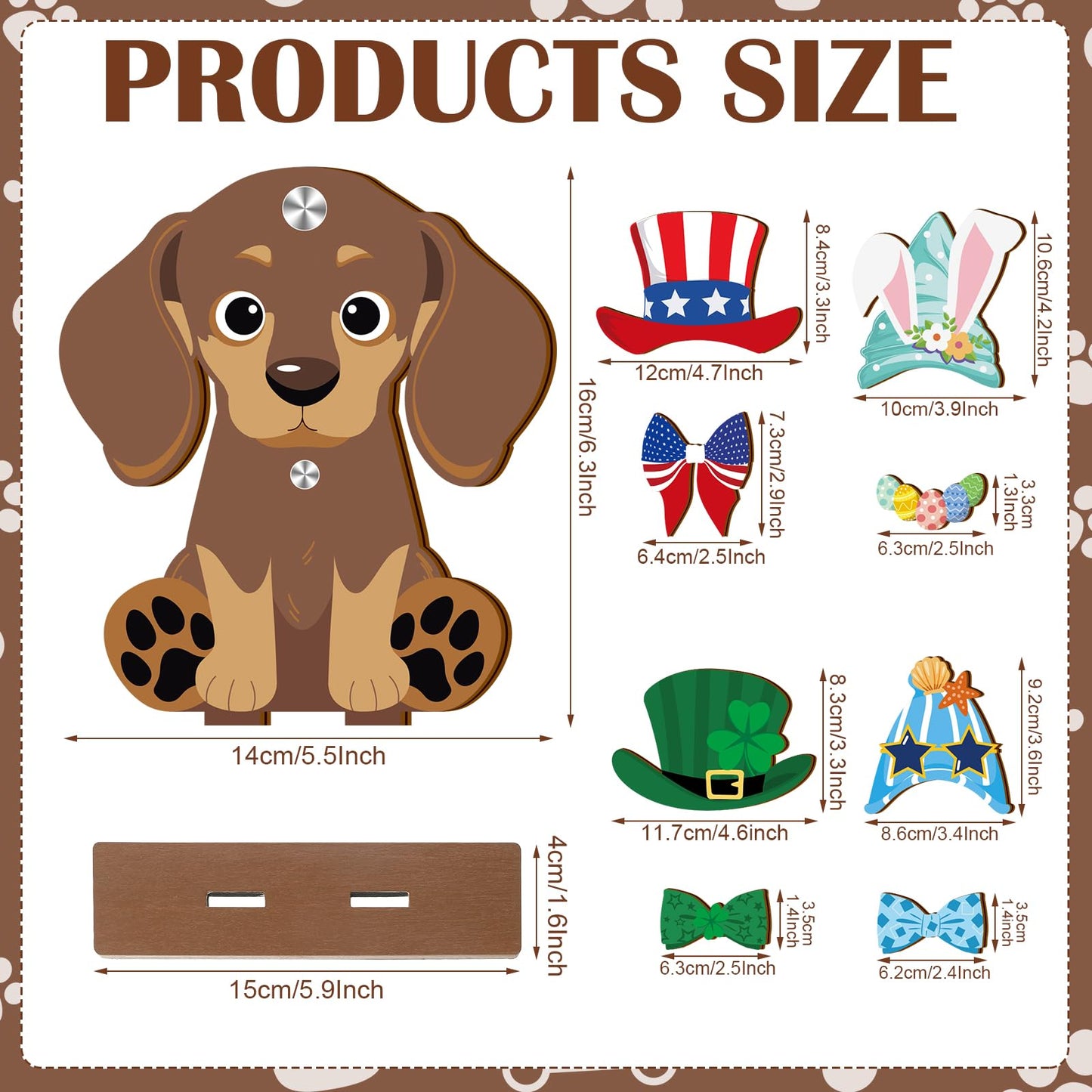Anglechic 42 Pcs Small Interchangeable Dog Sign Holiday Summer Decor Seasonal Table Centerpiece Farmhouse Rustic Magnetic Desk Accessories Wooden Home Office Room Welcome Tiered Tray Decoration Gifts