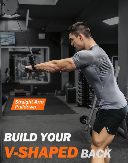 Fitarc Straight Bar Cable Attachment with Fixed Ring, Non-Slip Tricep Bar for Tricep Pull Down Attachment, Lat Pull Down Bar for Home Gym Equipment, Lat Pulldown Attachments and Cable Attachments for Gym
