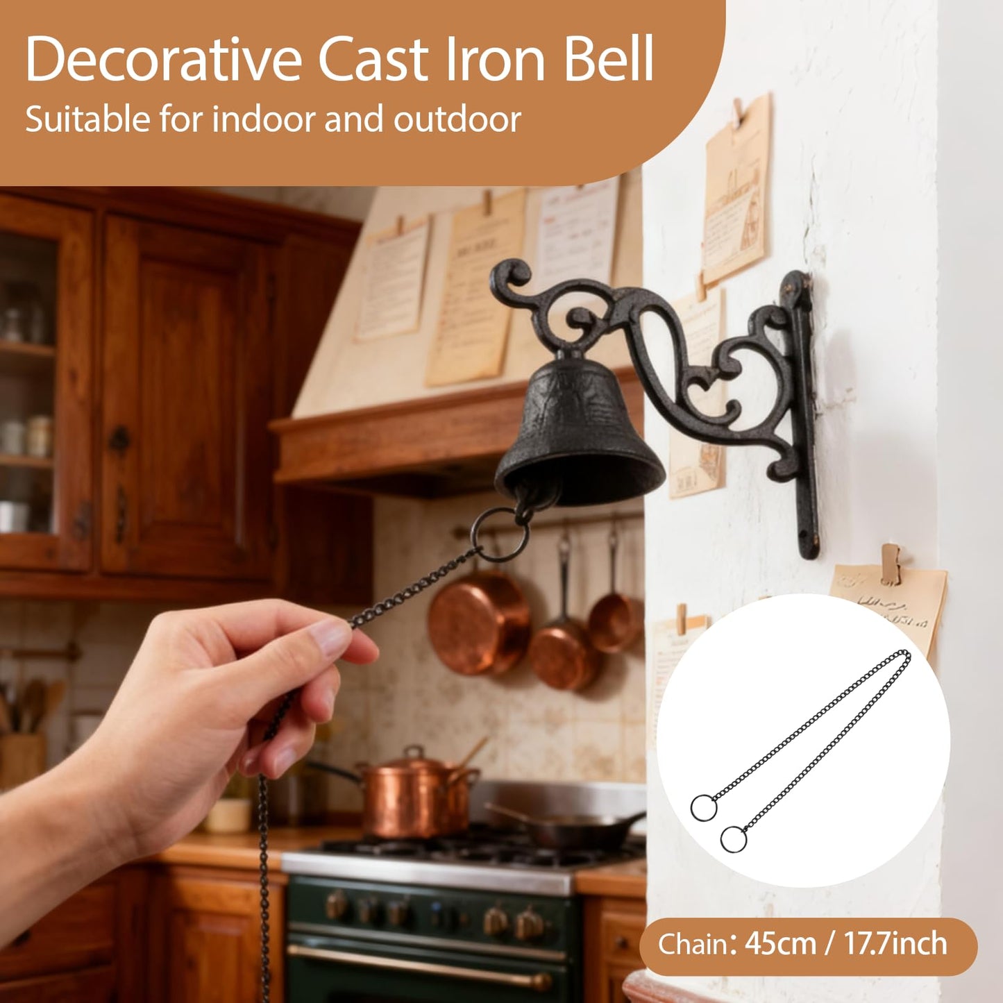 Jieting Cast Iron Dinner Bell, Rustic Farmhouse Wall Mounted Bell
