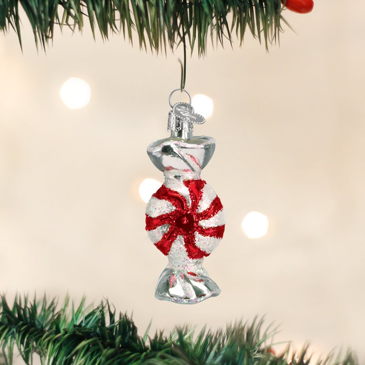 Old World Christmas Peppermint Candy Glass Blown Ornament for Christmas Tree, Handcrafted Holiday Decoration, Candy Collection