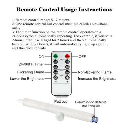 MAITREYA Green Flameless Taper Candles with 11-Key Remote Timer,LED Tall Candlesticks Battery Operated 3D Flickering Flame Lights for Christmas Decorations Home Table Centerpiece,10.6 Inch，6 Pcs