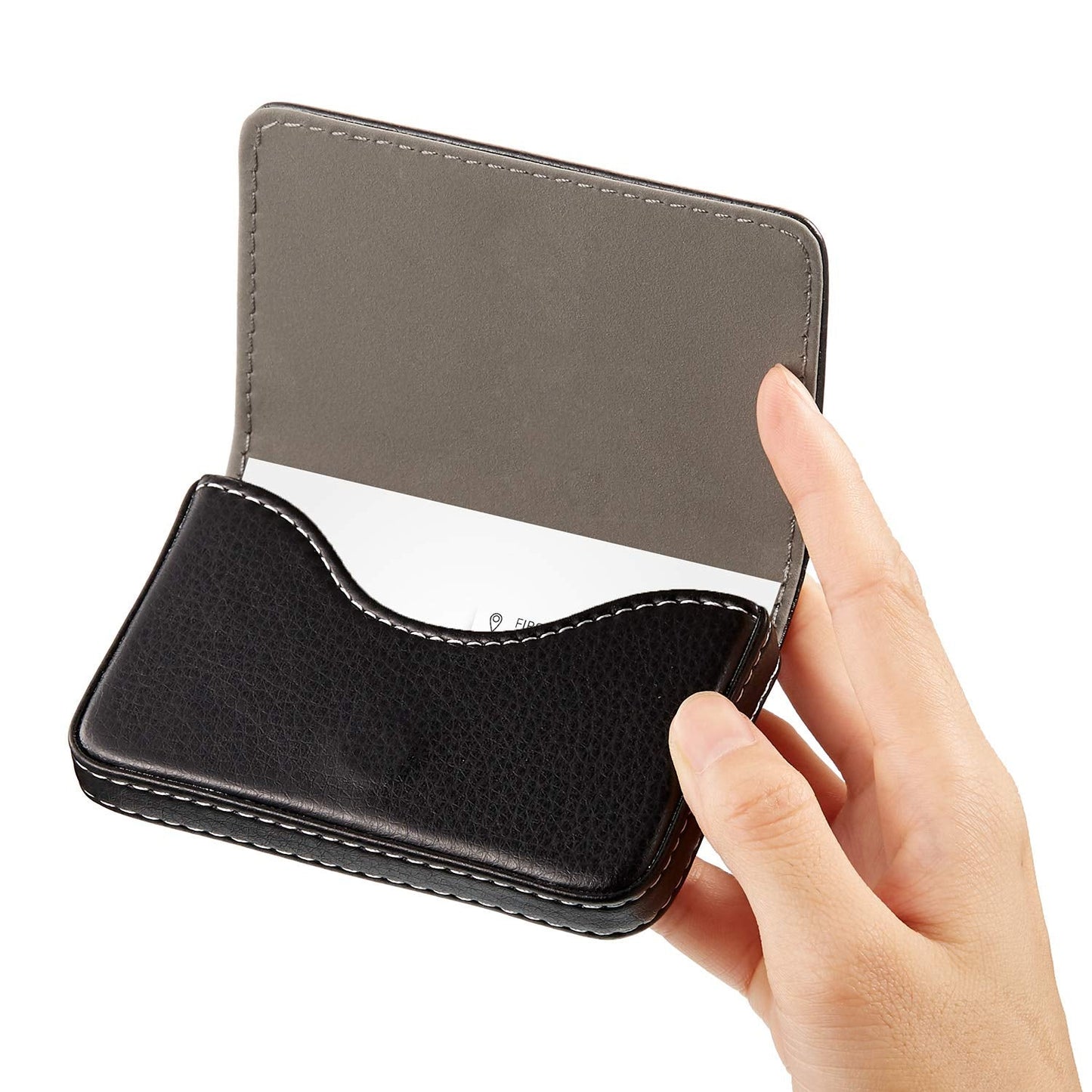 Outus 2 Pcs Business Card Holder, PU Leather Business Card Case Pocket Wallet with Magnetic Shut for Valentines Gift Adult(Black and Coffee)