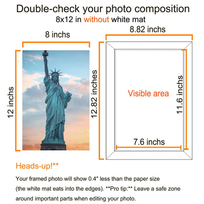 SESEAT 8x12 Picture Frame Set of 10, Display Pictures 8x12 Prints Without Mat, Wall Mounting, Black