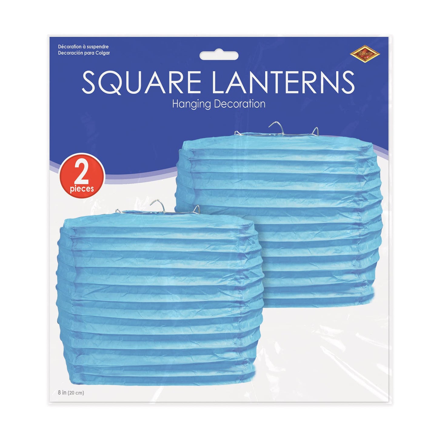 Beistle 2 Piece 8" Square Paper Lanterns, Turquoise