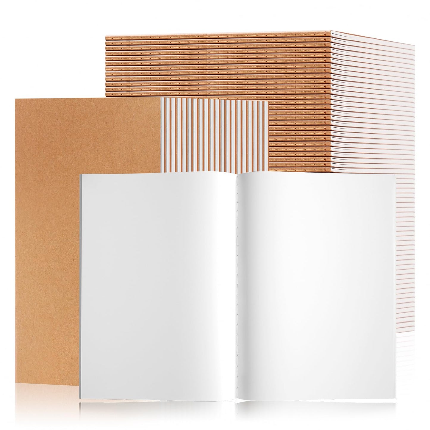 YGPHO 30PCS A5 Blank Kraft Notebooks Bulk, 8.3x5.5inch Unlined Paper Composition Notebook, 60 Pages Travel Journal Notebook Set for Work, School, Student,Kids and Writing
