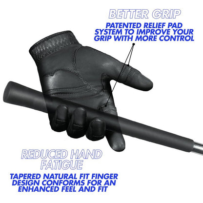 Bionic Men's StableGrip with NaturalFit 2.0 Golf Glove with Dual Expansion Thumb for Best Fit - Premium Cabretta Leather… (Black, Medium/Large, Right)