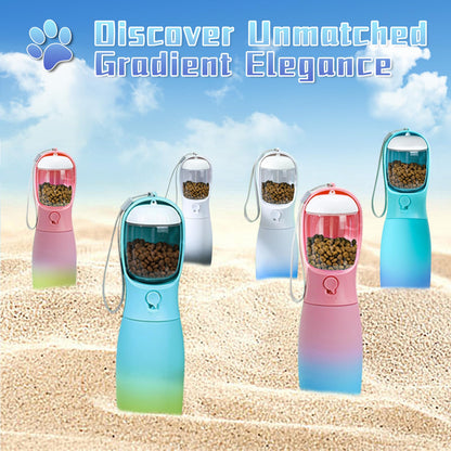 MITOCAPY 2-in-1 Dog Water Bottle Portable, Food Grade Travel Dog Bowls with Food Container, 19Oz Dog Water Bowl Dispenser, Hiking Essentials, Puppy Stuff Dogs Accessories Girl Boy (Blue)