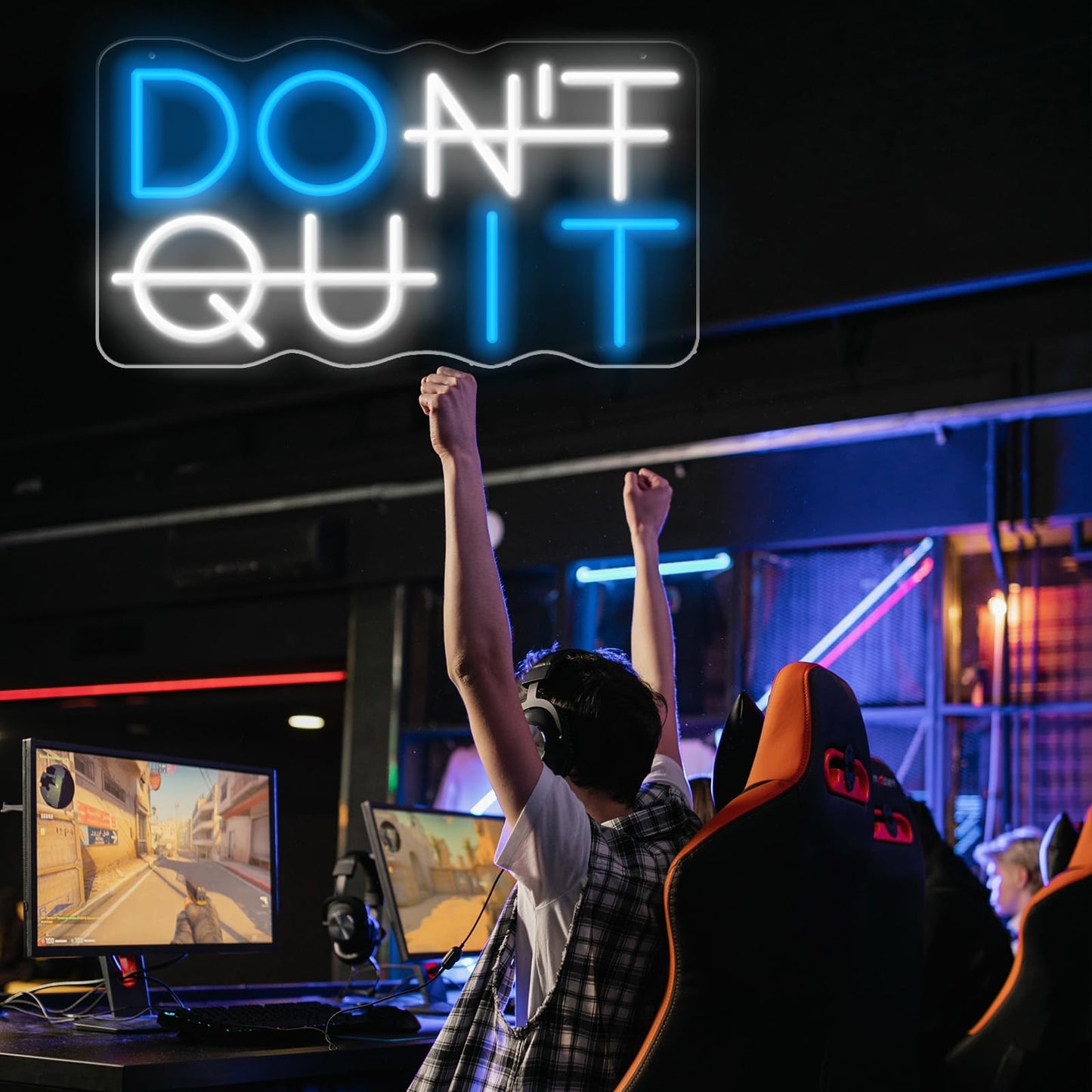KENFARI Led Neon Signs,Don't Quit Neon Sign Office Room Yoga Gym Room Man Cave Gamer Room, Powered by 5V USB with Dimmable Switch