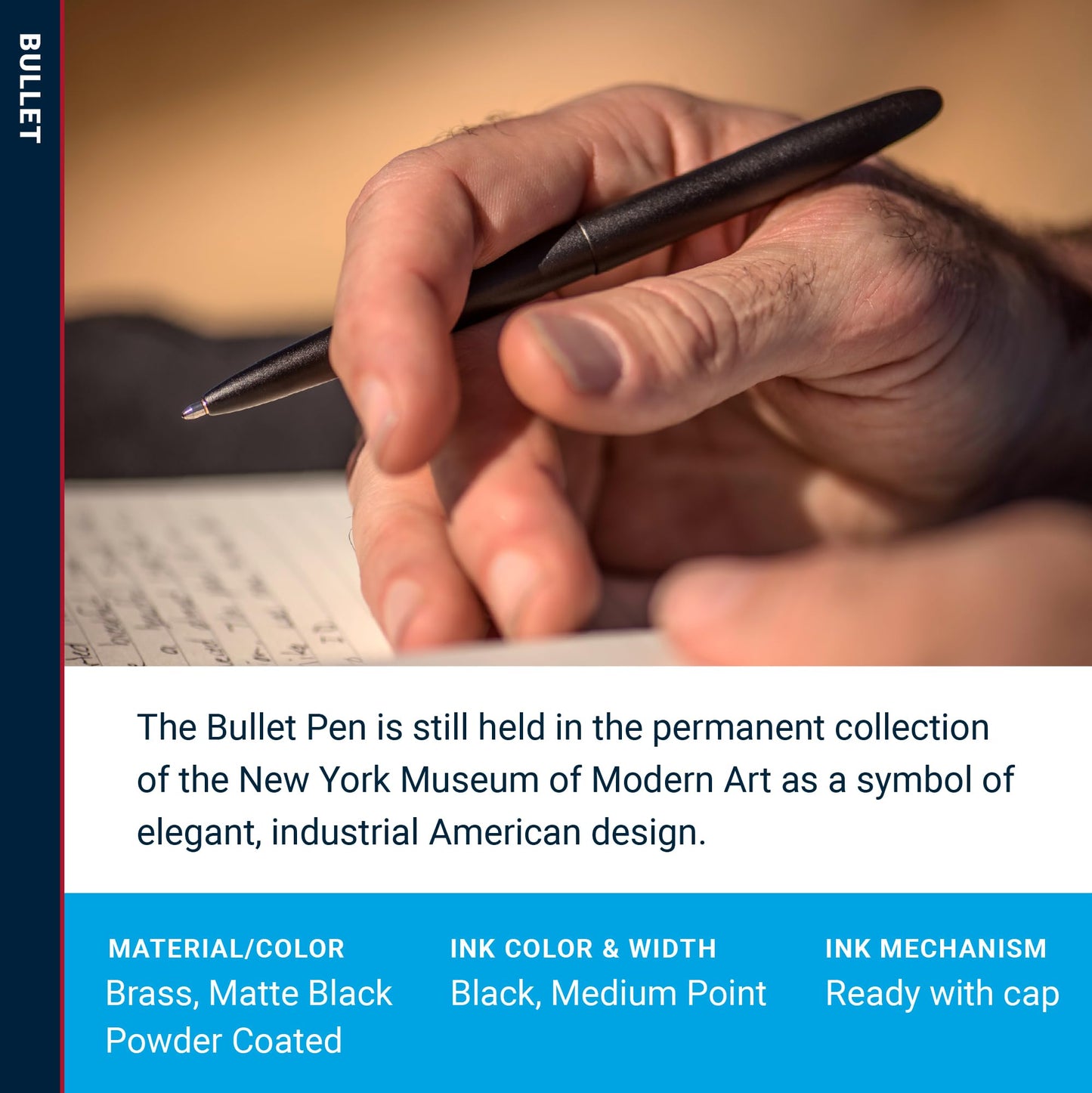 Fisher Space Pen Matte Black Bullet Pen, Pressurized Ballpoint Pen, Compact Pocket Size, Writes Upside Down and in Extreme Temperatures, Smooth Black Ink, Medium Point, Gift Box, Made in the USA