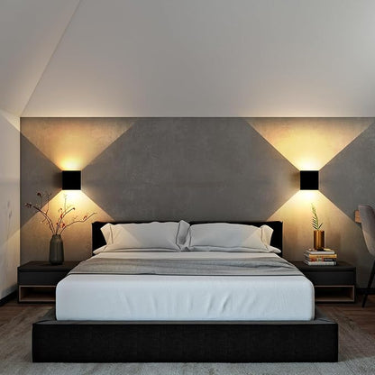 Modern Outdoor Wall Light 4.72in Indoor Wall Sconce Lights 3CCT Adjustable 3000K/4000K/6500K Up and Down Lights Outdoor Wall Sconce Wall Mount 20W Outdoor Sconces Wall Light(Black 2 Pack)