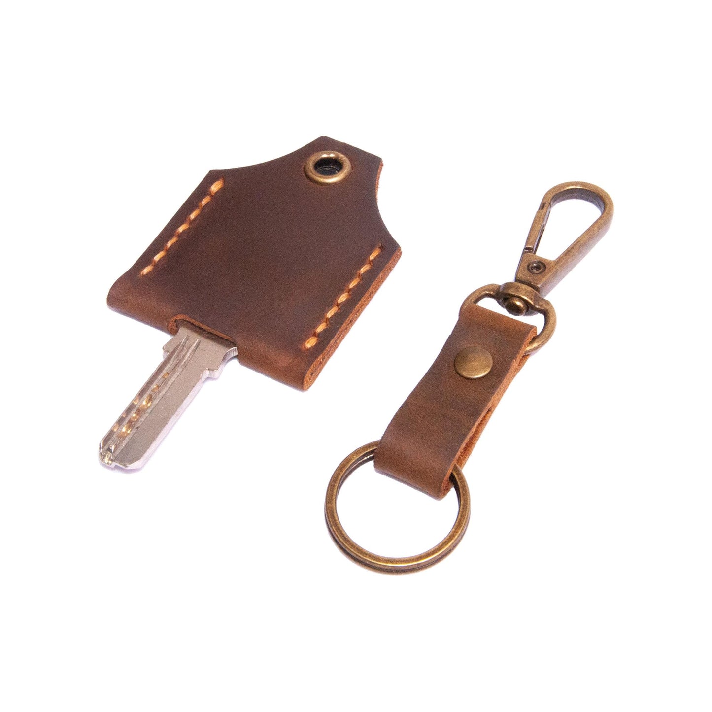 Turbosnail Leather Key Cover, Leather Key Cap, Key Covers for House Keys (Brown)