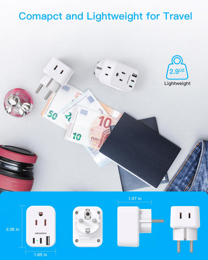 South Africa Travel Plug Adapter, HANYCONY Type M Power Adapter with 2 AC Outlets 3 USB Ports(2 USB C) for US to South Africa Botswana Namibia India Nepal Bhutan Sri Lanka