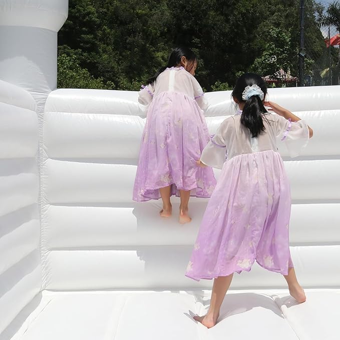 White Bounce House Castle with Air Blower 13FT, PVC Inflatable Bouncy Castle White Jumper Bouncy Castle Wedding Decorations Jumping Bed for Party Birthday(13FT x 11.5FT x 10FT)