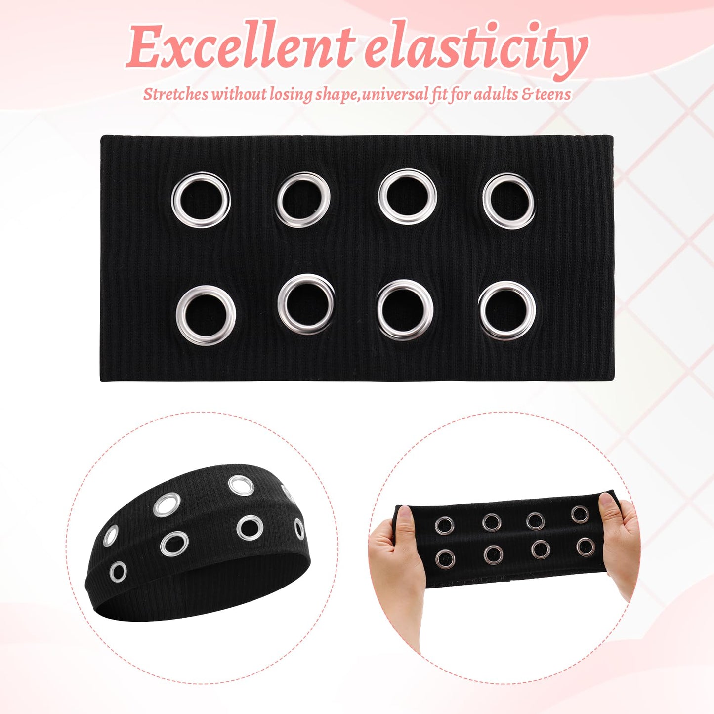 JATEBI 8 Pcs Gothic Punk Rock Accessories for Women, Y2K Accessories Set Black Studded Belt Bracelets Grommet Headband Punk Star Pants Chain Necklaces Earrings Sunglasses for Women