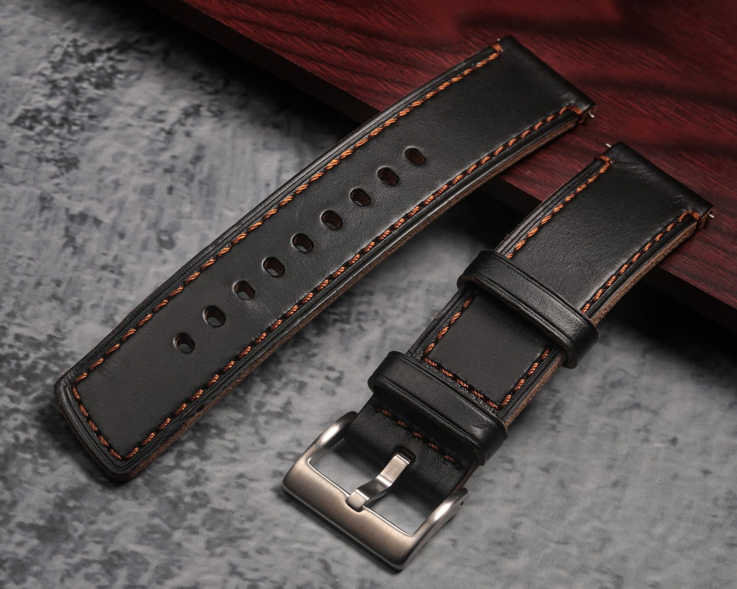 hemsut h Soft Leather Watch Bands for Men, Horween Quick Release Leather Watch Strap Vintage Watch Replacement Wrap of 22mm