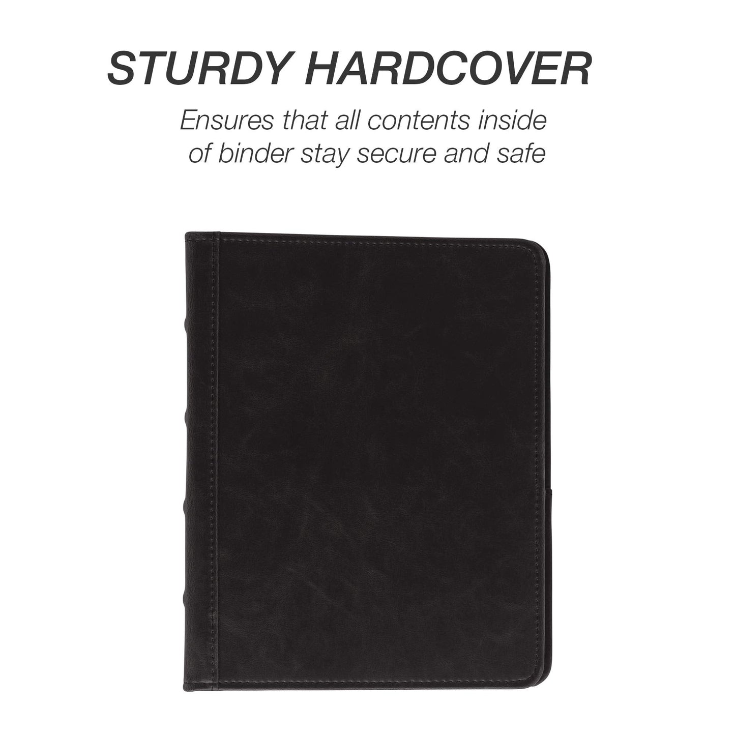 Samsill Vintage Leather Mini 3 Ring Binder 1 Inch Round Ring (Holds 200 Sheets), 5.5 x 8.5 Inch Documents, Professional Organizer, Planner, Notebook, Black