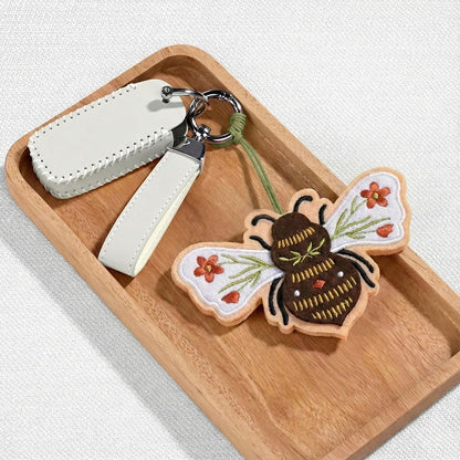 Lovepop Everyday Handmade Botanical Bee HeartFelt Charm Card | Soft Felt Keychain for Wallet, Handbag, Car Key | Ornaments, Bag Charms, Key Ring, Purse Accessories, Gift Toppers | 5" x 7" Card