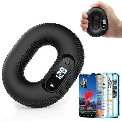 LVPIMAN Smart Grip trainer, Supports Multiple Game Interaction and HID Mode Video Browsing,Grip Strength Trainer for fitness, Stress relief and Rehabilitation Training, Resistance 50 Pounds Hand Trainer Black