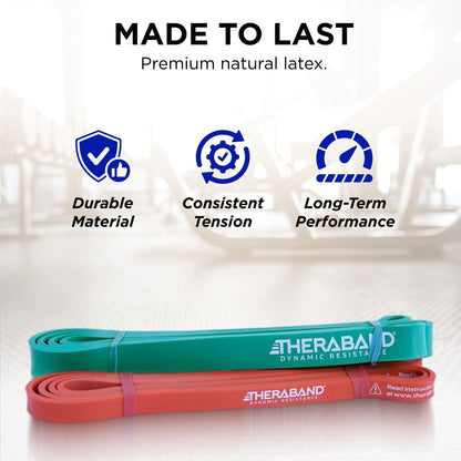 THERABAND High Resistance Band Set of 2, Light and Medium Elastic Super Bands for Full Body Workouts, Physical Therapy, Strength Training, Durable 41” Loop Exercise Bands, 15-25 lbs Resistance