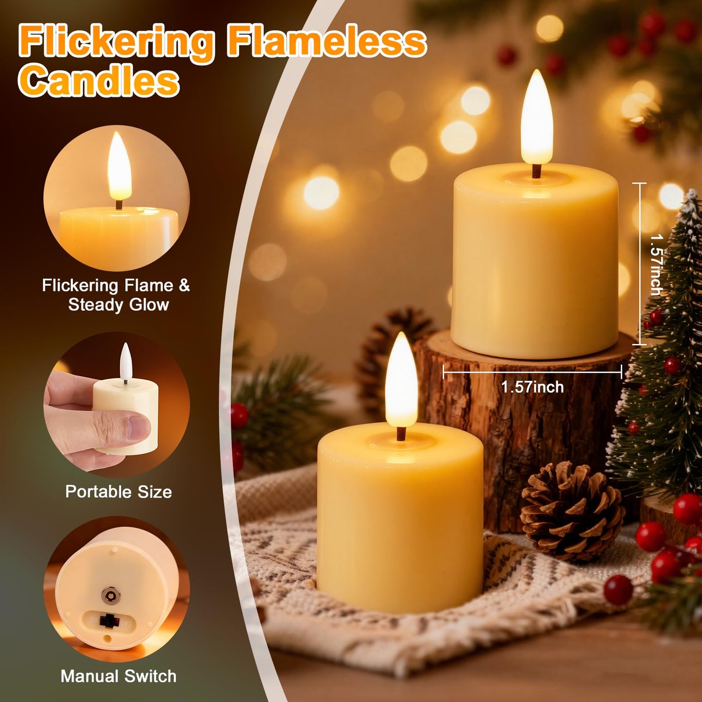 SUPERSUN Rechargeable Flameless Candles with Remote Timer & Magnetic Charging Base, 12 Pack LED Tea Lights Candles Battery Operated,Small Votive Candles for Christmas, Halloween, Wedding, Home Decor