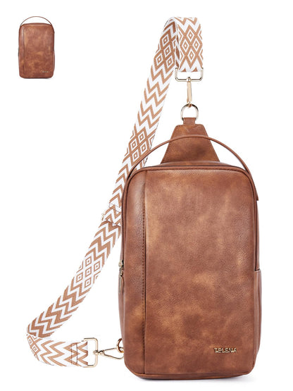 Telena Crossbody Sling Bags for Women, PU Leather Fanny Packs Cross Body Bag for Woman