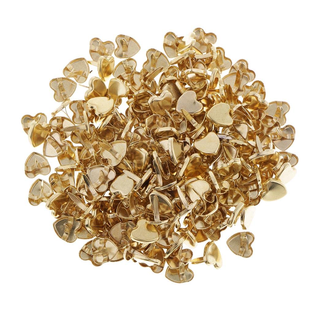SM SunniMix 200 Pcs Heart Shaped Brads, Metal Iron Brads Paper Fasteners for Craft Embellishments