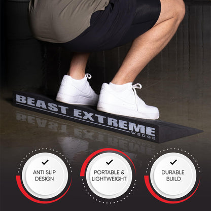 Beast Extreme Wedge Block - Wider Calf Stretcher Slant Board for Extra Stability - Heel Elevated Wedges for Weightlifting, Physical Therapy - Incline Board for Calf Stretching, Strength, Mobility