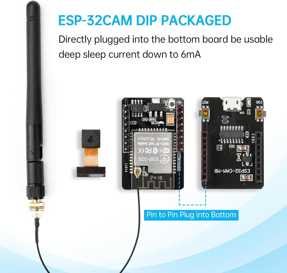 ESP32 CAM Development Board, Aideepen ESP32-CAM MB WiFi/Bluetooth Development Board, DC 5V Dual Core Development Board with 2.4G Antennas IPEX, OV2640 Camera TF Card Module