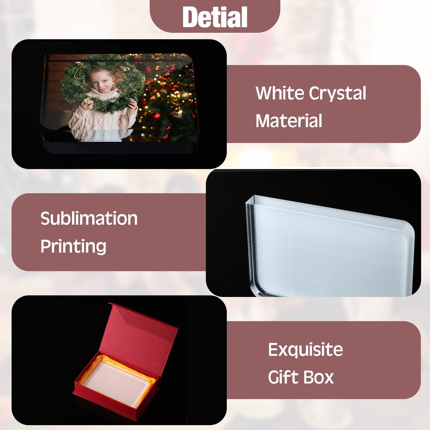 Didaey 2 Pcs Sublimation Blanks Crystal Picture Frame Crystal Tabletop Decor Decorative Plaques Custom DIY Photo Frame for Christmas Wedding Memorial DIY Gift(Rectangle)