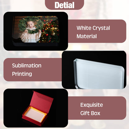 Didaey 2 Pcs Sublimation Blanks Crystal Picture Frame Crystal Tabletop Decor Decorative Plaques Custom DIY Photo Frame for Christmas Wedding Memorial DIY Gift(Rectangle)