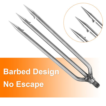 FREGITO Fishing Harpoon Stainless Steel Fishing Barbed Spear Gig Gaff with 8mm Screw for Outdoor Fishing Landing Large Fish Frog