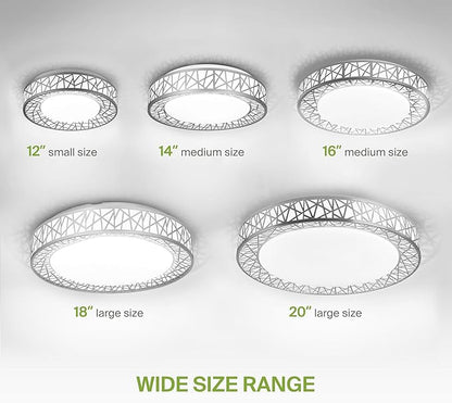 ASD 20 Inch LED Flush Mount Ceiling Light Fixture for Bedroom, 42W 2474LM 5CCT 2700K-5000K, Triac Dimmable Lights, Dining, Living Room, Kitchen Lamps, Modern Home Lighting Fixtures, Nickel, ETL