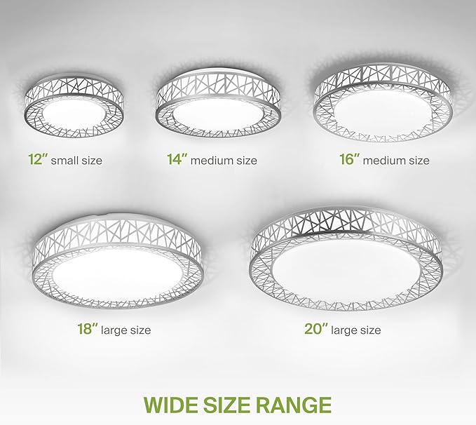 ASD 18 Inch LED Flush Mount Ceiling Light Fixture for Bedroom, 35W 1992LM 5CCT 2700K-5000K, Triac Dimmable Lights, Dining, Living Room, Kitchen Lamps, Modern Home Lighting Fixtures, Nickel, ETL