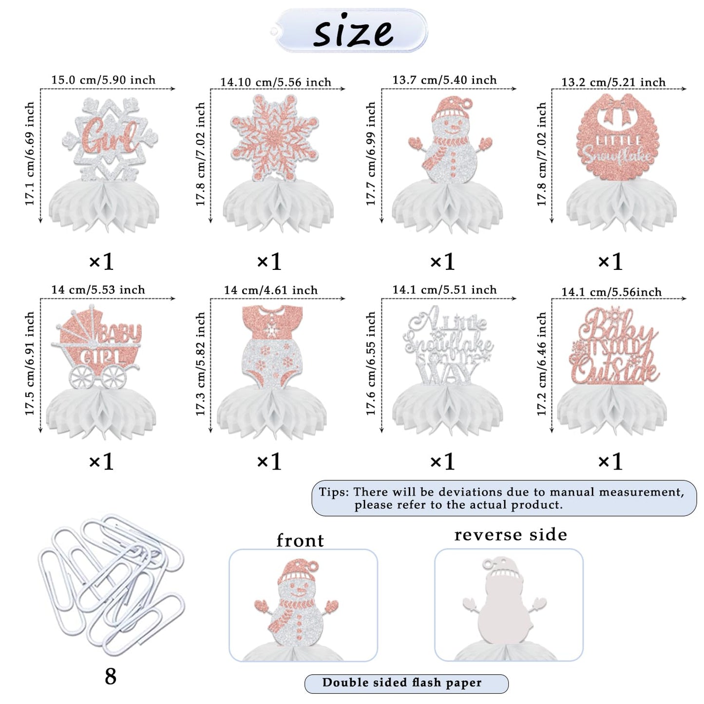 8 Pcs Baby Its Cold Outside Baby Shower - Snowflake Honeycomb Centerpieces - Winter Baby Shower Decorations