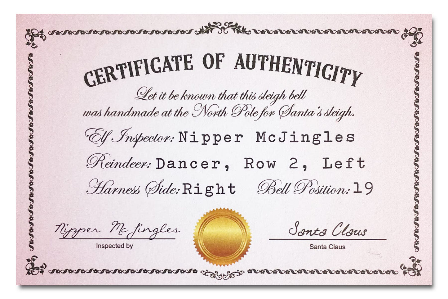 Polar Exp Sleigh Bell and Certificate of Authenticity