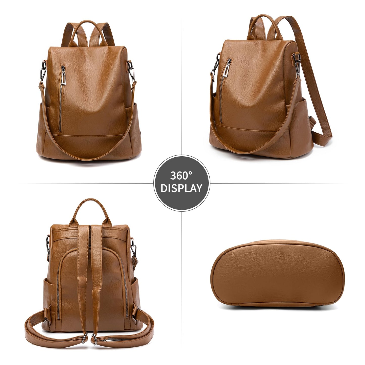Didida Fashion Backpack Purse For Women Anti-theft Rucksack Pu Leather Lightweight Water-resistant Shoulder Bag, Brown