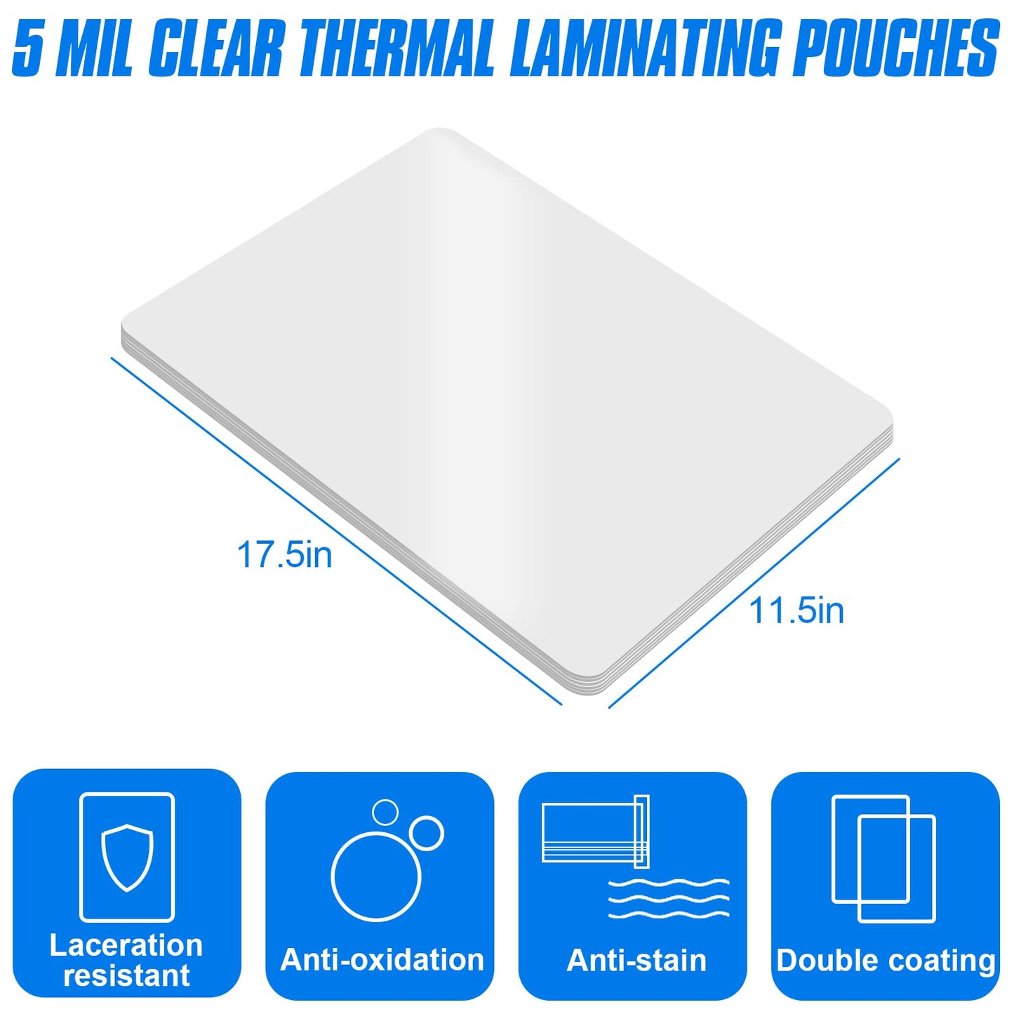 HERKKA 200 Pack Laminating Pouches, Hold 11 x 17 Inch Sheet, 5 Mil Clear Thermal Laminating Paper 11.5 x 17.5 Inch, Round Corner