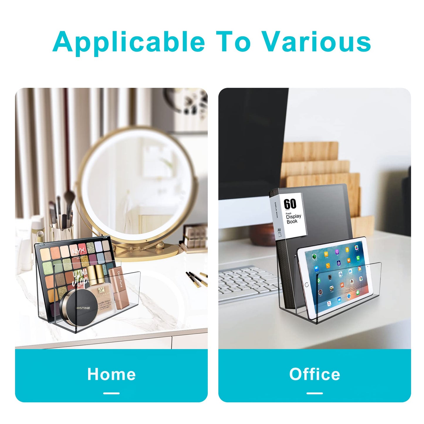 Boloyo Acrylic File Holder,1PC 2 Sections Clear File Organizer Mail Letter Sorter Desktop Folder Holder for Home Office School Envelope Bill Filling Paper Document