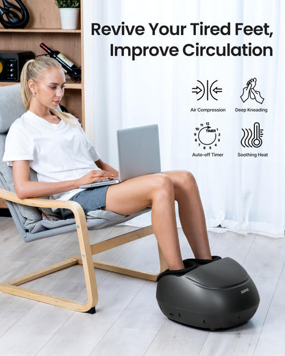 RENPHO Foot Massager Machine [2025 Upgraded], FSA HSA Eligible Shiatsu Foot Massager with Heat, Plantar Fasciitis Massager, True Feet Massage, Birthday Gifts for Women Mom Men Dad, Fits Up to Size 13