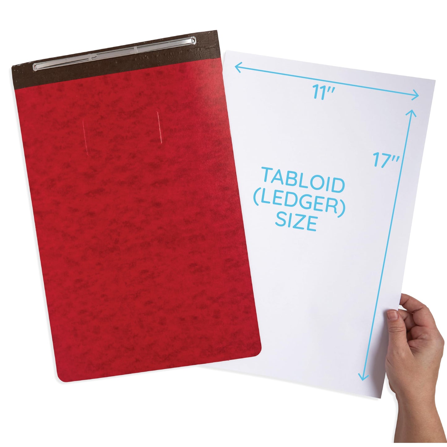 Blue Summit 10 Pressboard Report Covers with Fasteners, 11x17 Folder for Blueprints, 11x17 Portfolio Binder, 3” Capacity, Red, 10 Pack