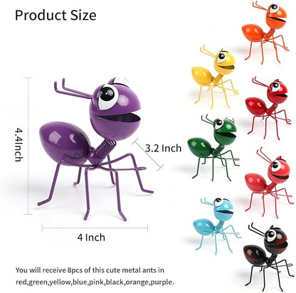 Metal Yard Art Garden Decor for Outside Cute Ants Yard Decorations Outdoor Lawn Ornaments Backyard Gifts for Mom - Set of 8