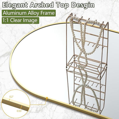 Full Length Mirror, Oversized 81"x41" Arched-Top Floor Mirror, Free Standing Mirrors, Modern Full Body Mirrors with Aluminum Alloy Frame for Bedroom,Living Room, Gold