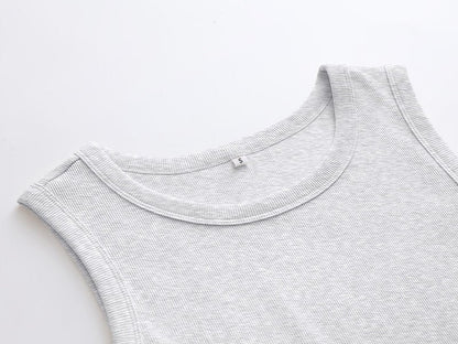 ANRABESS Womens Sleeveless High Neck Tank Tops Fashion Summer Casual Basic Slim Fit Ribbed Racerback Top Shirt Clothes Light Gray-X-Small