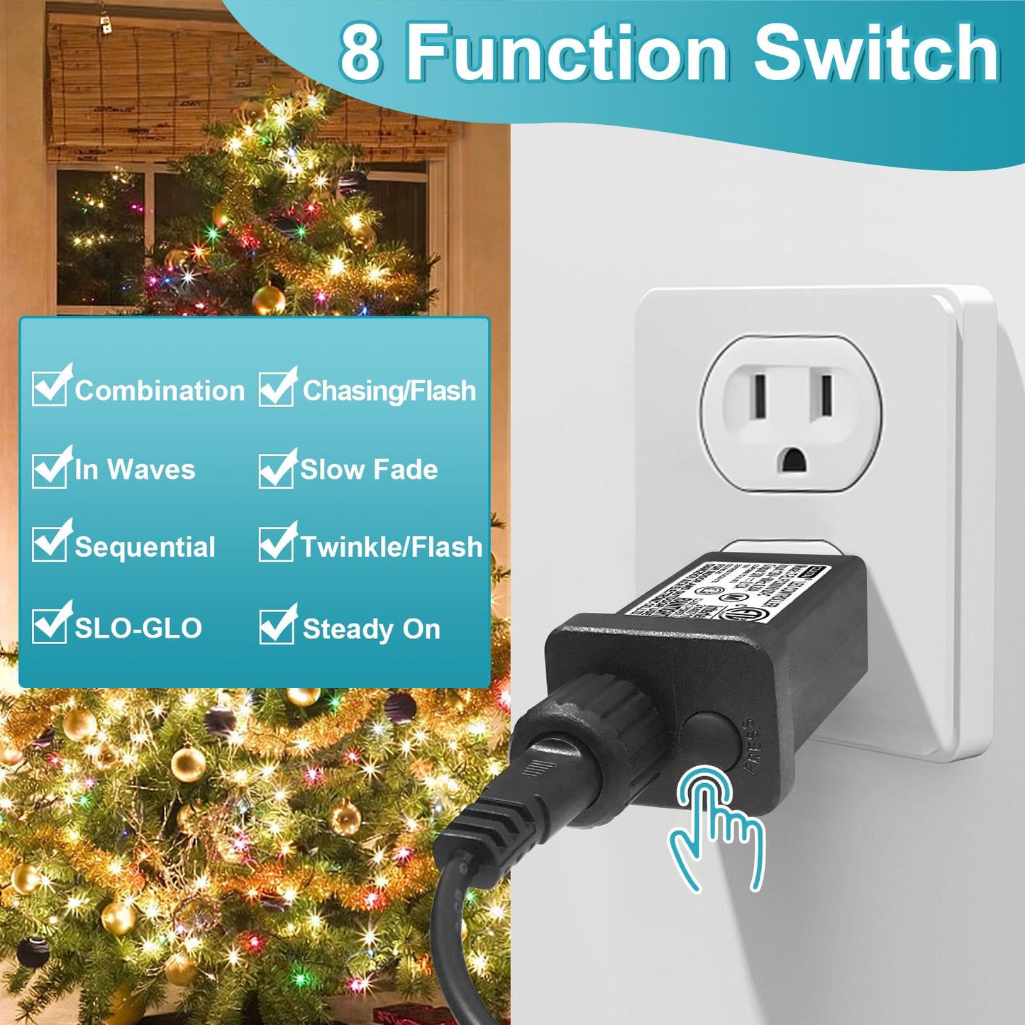 2 Pcs of CZJUTAI JT-EL/FC300V0200 Premium 30V 0.2A 6W 8 Modes LED Power Supply with Multifunction Button- Class 2 Transformer, IP44 Waterproof, for Christmas and String Lights [Z860]