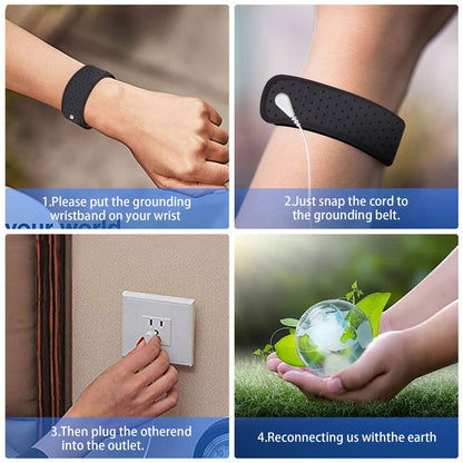 Grounding Mat for Sleep, Universal Grounding Mat for Pain Relief, Inflammation, Balance,Earth Connected Therapy. Grounding Wrist Strap and Grounding Mat Kit（23.6x13Inch）