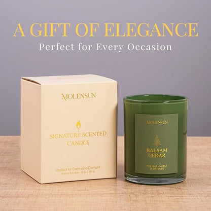 Balsam Cedar Candle, 10oz Soy Scented Candle for Home, Christmas Birthday & Holiday Gifts for Women & Men, Long Lasting 50+ Hour Clean Non-Toxic Burn, Elegant Winter & Christmas Festive Home Decor