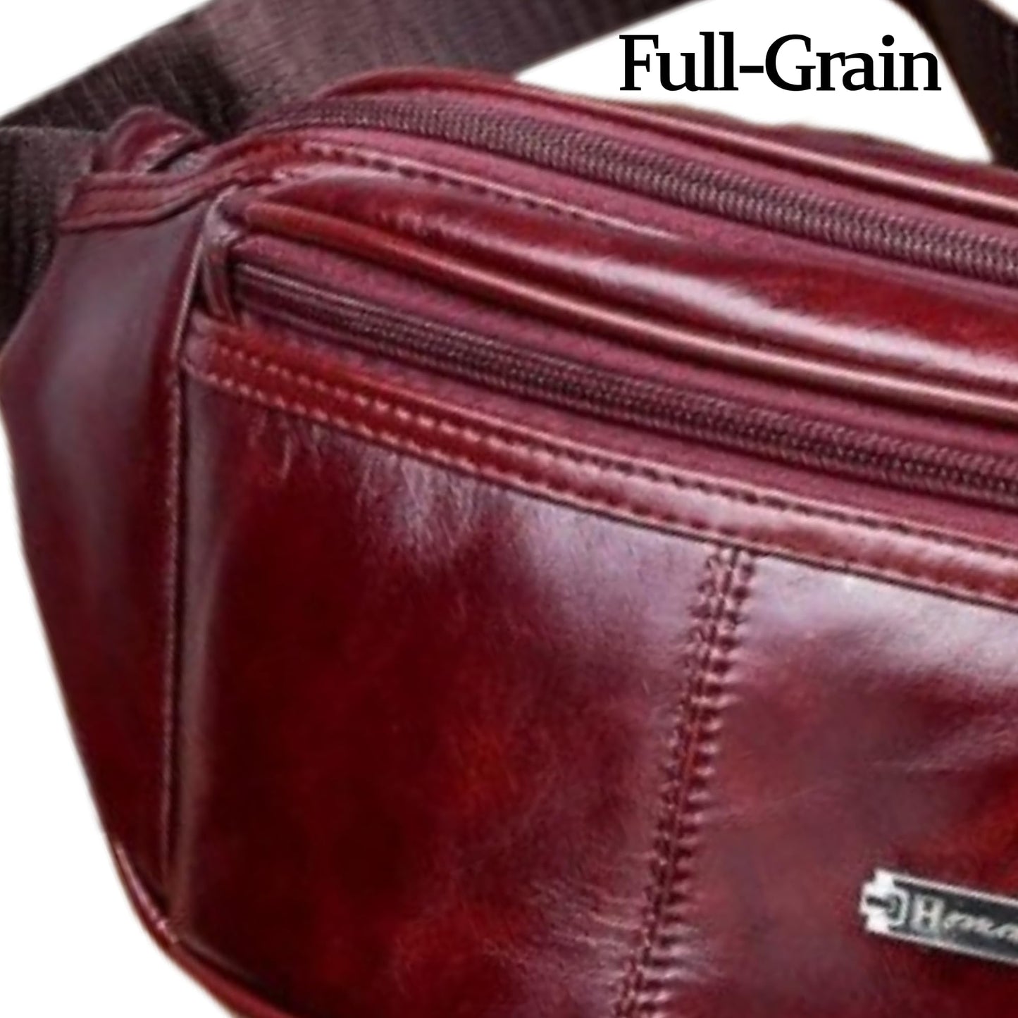Genuine Leather Fanny Pack Bum Bag for Men – Crossbody Sling Waist Bag with 3 Pockets & Hidden Anti-Theft Pocket, Adjustable Strap, Lightweight Travel Hip Bag for Hiking, Outdoor & Daily Use (Oxblood)