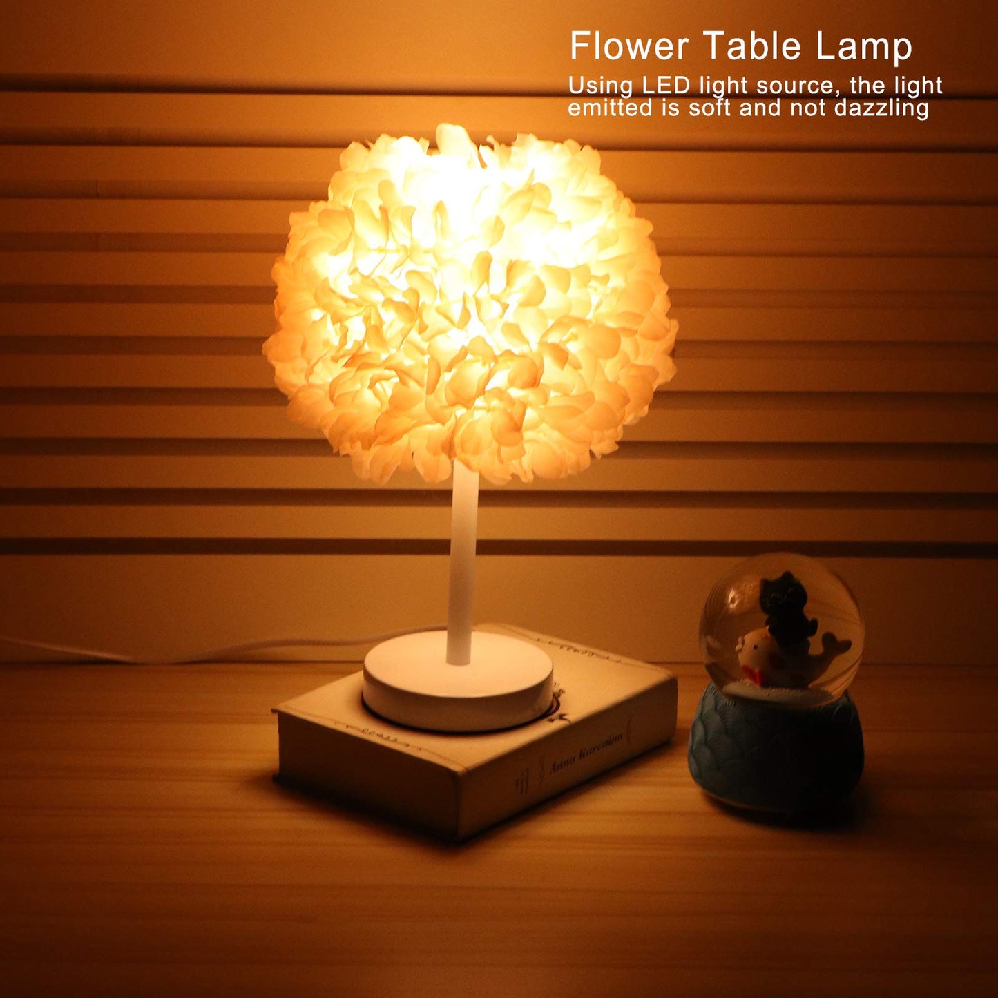 Table Lamp, Flower Table Lamp Bedside Bedroom Desktop Nightstand Decoration Supplies Light Pink, for Study Rooms, Bedrooms, Restaurants, Hotel Rooms(US Plug 110 220V)