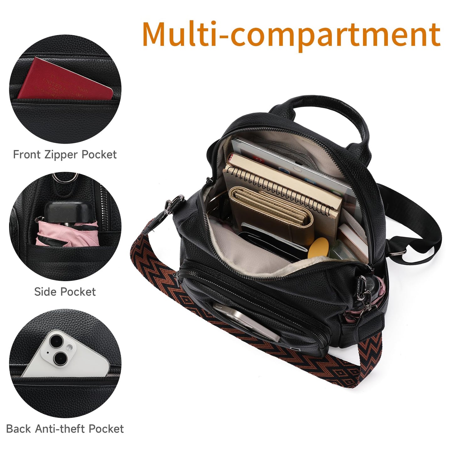 GAEKEAO Mini Backpack for Women Fahsion Vegan Leather Backpack Lightweight Ladies Shoulder Bag Small Travel Purses Daily